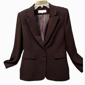 Tahari Arthur S Levine Power Suit Black Pinstripe Jacket Size 10P Executive